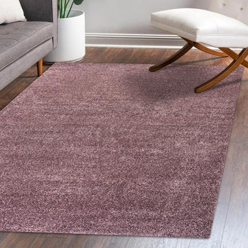 Haze Solid Low-pile Area Rug Light Purple - JONATHAN Y
